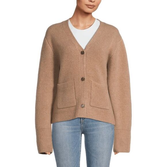 Naadam Tan Ultra Luxe Wool Cashmere Cardigan Sweater Women's Size Medium - Picture 1 of 7